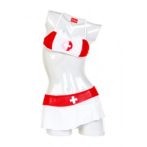 Кукла надувная Nurse Emilia реалистичная голова,брюнетка, TOYFA Dolls-X, с двумя отверстиями,вставка