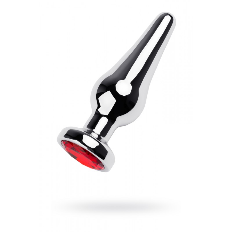 Анальная втулка Metal by TOYFA, металл, серебряная, с красным кристаллом,12 см, Ø 4 см, 195 г