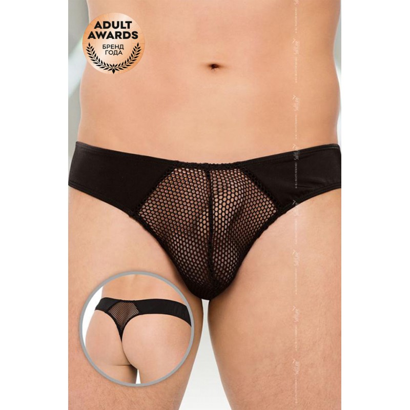 Стринги мужские со вставками из сетки SoftLine Collection, чёрный, M/L