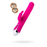 Вибратор с клиторальным стимулятором JOS BALLE, с движущимися шариками, силикон, розовый, 23 см