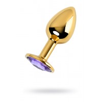 Анальный страз Metal by TOYFA, металл, золотистый, с кристаллом цвета аметист, 7 см, Ø 2,8 см, 50 г