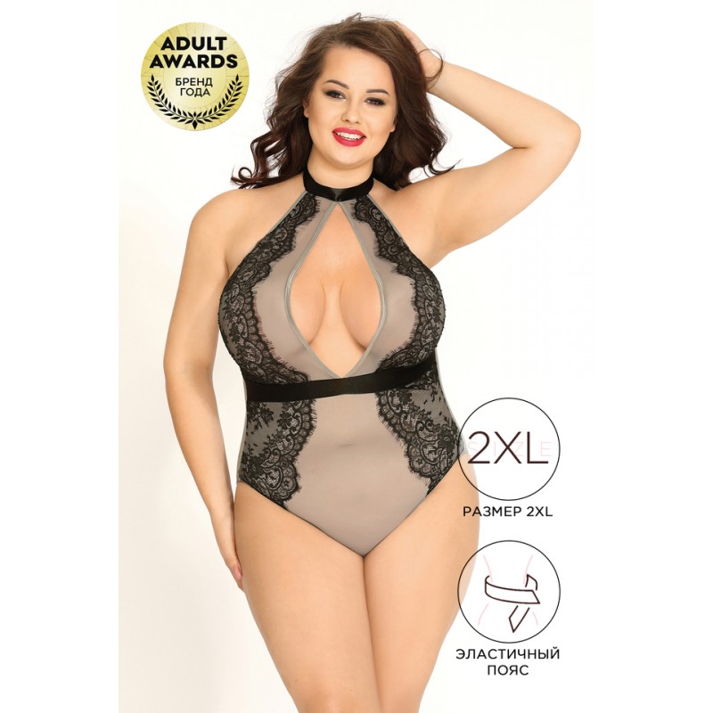 Боди Candy Girl Samantha серо-черное, 2XL