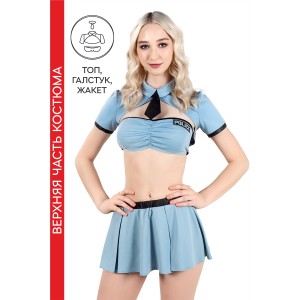 Верхняя часть костюма «Полицейская», Pecado BDSM, топ, жакет, галстук, голубой, 44 (иной угол)