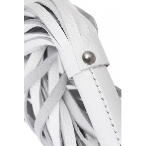 Плеть Pecado BDSM, белая рукоять, белые хлысты, натуральная кожа