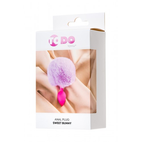 Анальная втулка с хвостом ToDo by Toyfa Sweet bunny, силикон, розово-фиолетовый, 13 см, Ø 2,8 см, 44 г