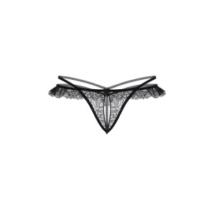 Стринги открытые с оборками SoftLine Collection, черный, S/M (иной угол)