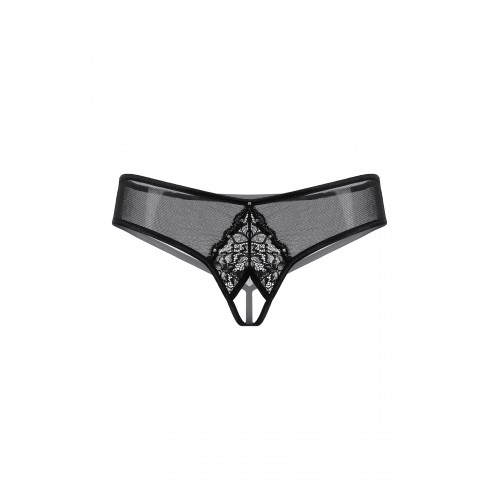 Трусики с кружевной вставкой открытые SoftLine Collection, черный, S/M