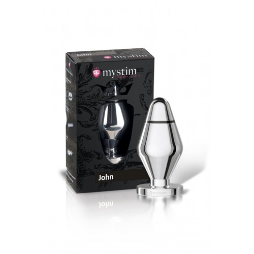 Анальная пробка Mystim John L, электростимуляция, хирургическая сталь, 10,5 см, Ø 5 см