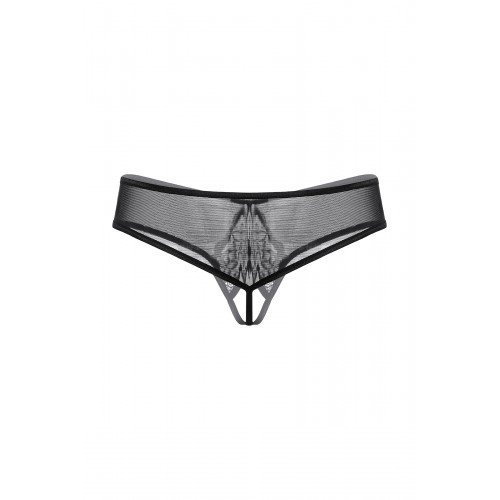 Трусики с кружевной вставкой открытые SoftLine Collection, черный, S/M