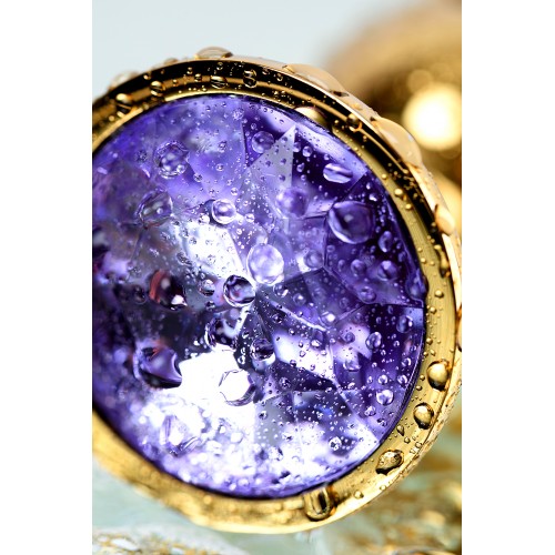 Анальный страз Metal by TOYFA, металл, золотистый, с кристаллом цвета аметист, 7 см, Ø 2,8 см, 50 г