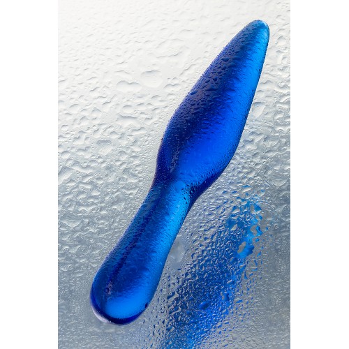 Двусторонний фаллоимитатор Sexus Glass, стекло, синий, 17,5 см