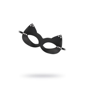 Маска Штучки-дрючки «Кошка» с заклепками, кожа, черная (иной угол)