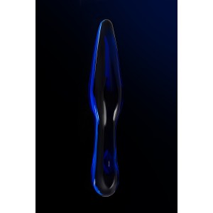 Двусторонний фаллоимитатор Sexus Glass, стекло, синий, 17,5 см (иной угол)