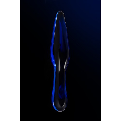 Двусторонний фаллоимитатор Sexus Glass, стекло, синий, 17,5 см