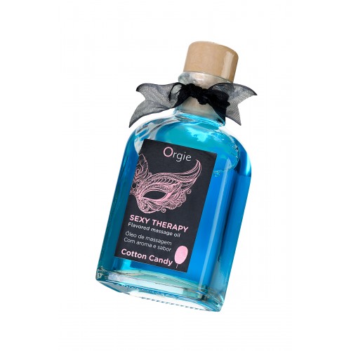 Комплект для сладких игр Orgie Lips Massage со вкусом сахарной ваты (массажное масло для поцелуев, перо и руководство), 100 мл