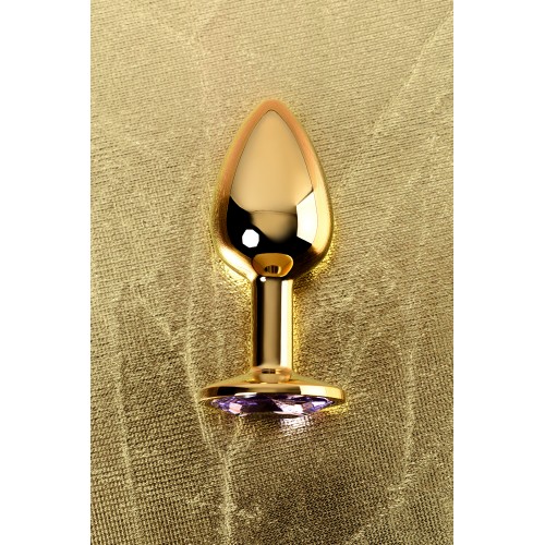 Анальный страз Metal by TOYFA, металл, золотистый, с кристаллом цвета аметист, 7 см, Ø 2,8 см, 50 г