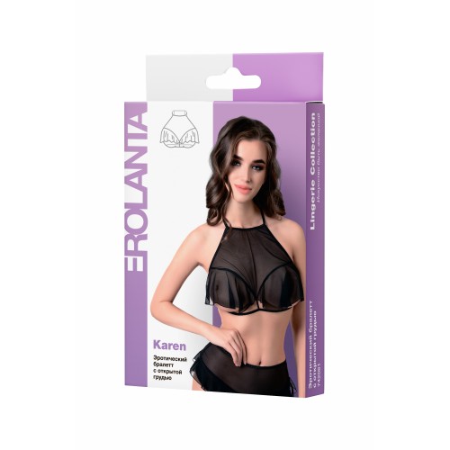 Эротический бралетт Erolanta Karen с открытой грудью, черный (50-52)