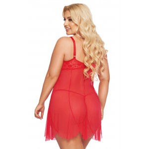 Ночная сорочка и стринги SoftLine Collection Carla, красный, XXXL (иной угол)