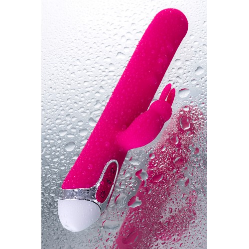 Вибратор с клиторальным стимулятором JOS BALLE, с движущимися шариками, силикон, розовый, 23 см