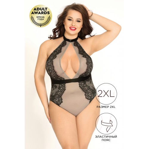 Боди Candy Girl Samantha серо-черное, 2XL