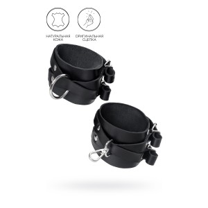 Оковы Pecado BDSM, с двумя перекрёстными ремешками, сцепка-оригинальный карабин, натуральная кожа (иной угол)