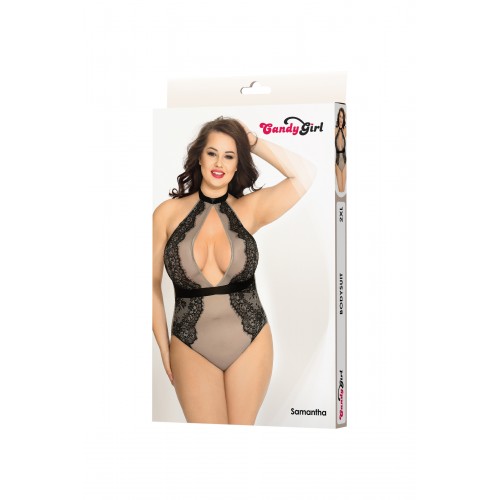 Боди Candy Girl Samantha серо-черное, 2XL