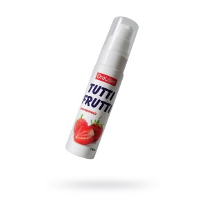Съедобная гель-смазка TUTTI-FRUTTI для орального секса со вкусом земляники 30г (иной угол)