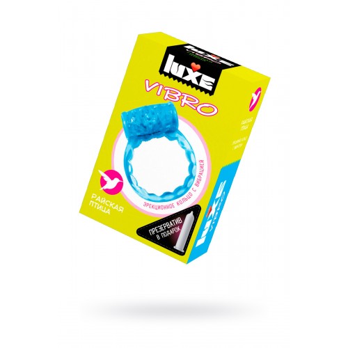 Виброкольцо LUXE VIBRO Райская птица + презерватив, 1 шт