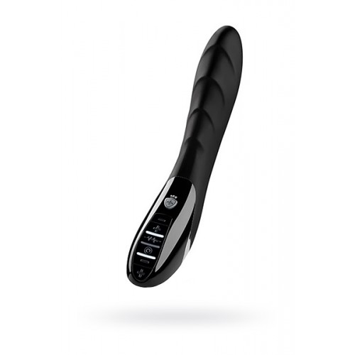 Вибратор Mystim Sizzling Simon  силиконовый  с электростимуляцией чёрный, 27см
