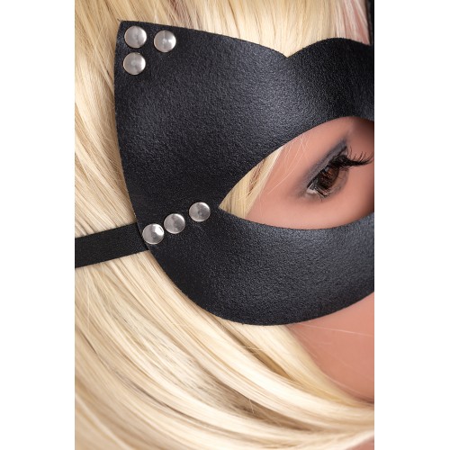 Маска Штучки-дрючки «Кошка» с заклепками, кожа, черная