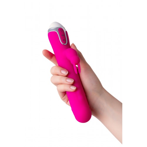 Вибратор с клиторальным стимулятором JOS BALLE, с движущимися шариками, силикон, розовый, 23 см