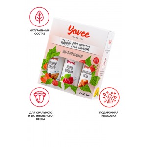Набор гелей-смазок Yovee для любви (721008+721010+721014), вкус (клубн/дыня+малин/мята+карам),3х50мл
