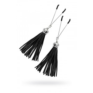 Зажимы на соски Pecado BDSM, «Вилки», с кисточками из замши, металл, черные