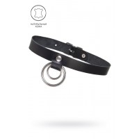 Чокер-ошейник Pecado BDSM, кольцо в кольце, натуральная кожа, чёрный