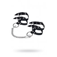 Оковы однослойные из двух ремешков Pecado BDSM, натуральная кожа, черные