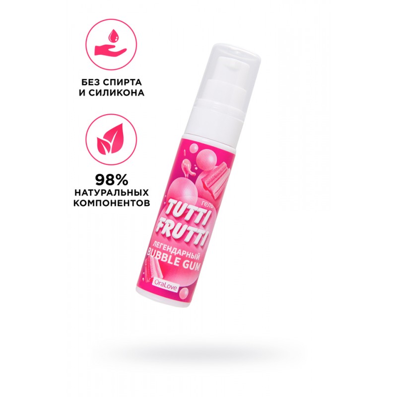 Съедобная гель-смазка TUTTI-FRUTTI для орального секса со вкусом BUBBLE GUM, 30 гр