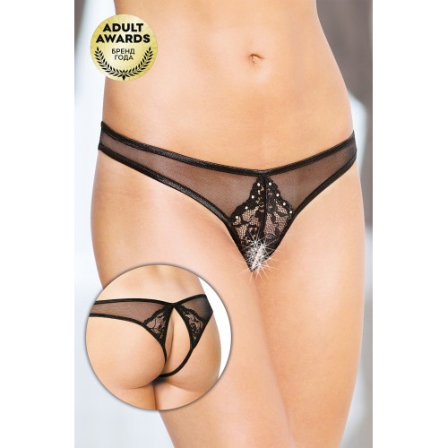 Трусики открытые с украшениями SoftLine Collection, черный, S/M