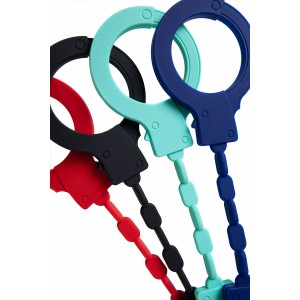 Наручники Штучки-дрючки, силикон, голубые, 33 см (иной угол)