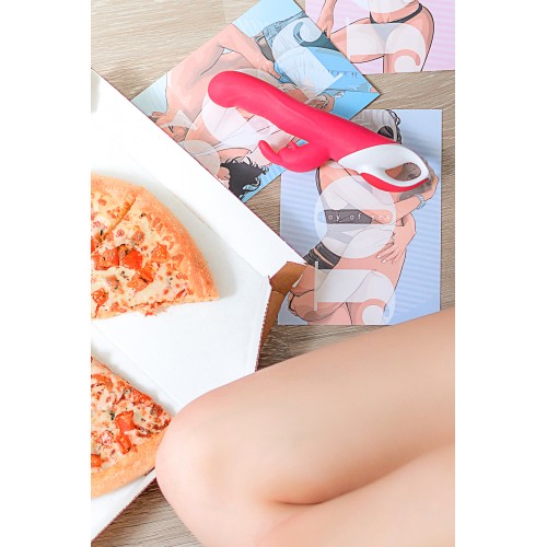 Вибратор с клиторальным стимулятором JOS ELLY, с подогревом, силикон, розовый, 21,5 см