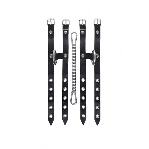 Оковы однослойные из двух ремешков Pecado BDSM, натуральная кожа, черные