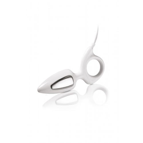 Анальная пробка Mystim Romeo, электростимуляция, пластик, белый, 8,5 см, Ø 3,5 см