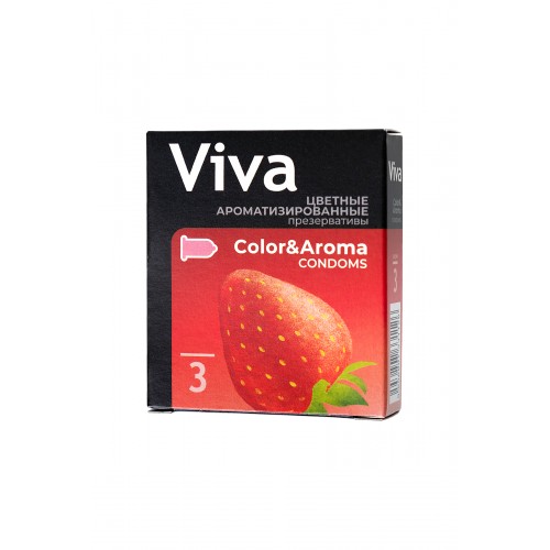 Презервативы VIVA Цветные ароматизированные 3 шт, латекс, 18,5 см