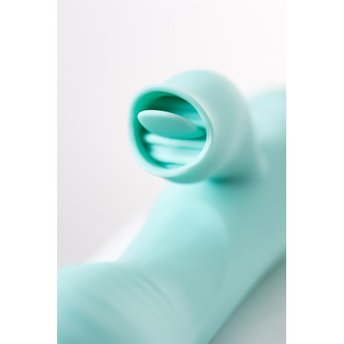 Вибратор с клиторальным стимулятором и язычком, JOS MILO, силикон, мятный, 20 см