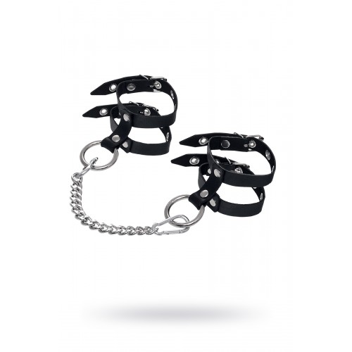 Оковы однослойные из двух ремешков Pecado BDSM, натуральная кожа, черные