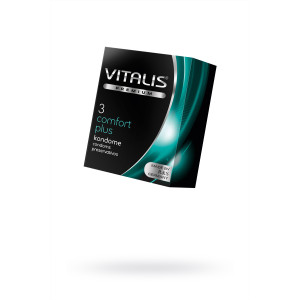 Презервативы Vitalis, premium, comfort plus, анатомичные, 18 см, 5,3 см, 3 шт. (иной угол)