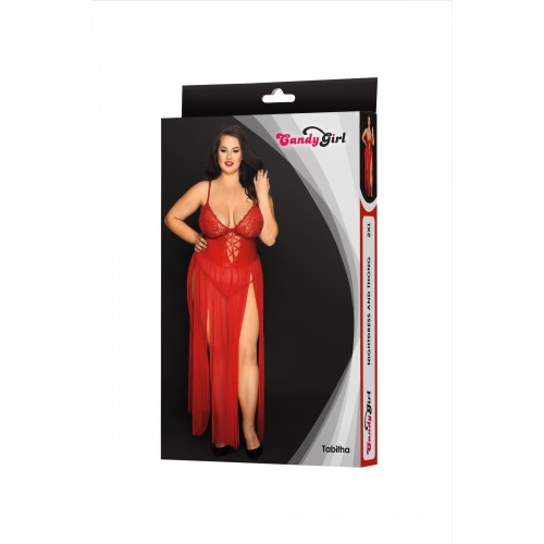 Комбинация и стринги Candy Girl Tabitha красные, 2XL