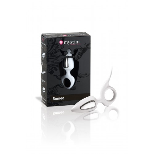 Анальная пробка Mystim Romeo, электростимуляция, пластик, белый, 8,5 см, Ø 3,5 см