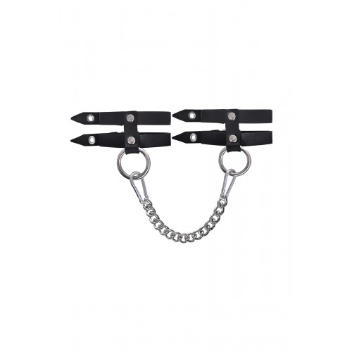 Оковы однослойные из двух ремешков Pecado BDSM, натуральная кожа, черные