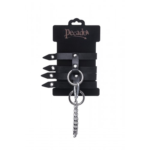 Оковы однослойные из двух ремешков Pecado BDSM, натуральная кожа, черные