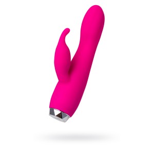 Вибратор с клиторальным стимулятором L'EROINA, силикон, розовый, 17 см (иной угол)